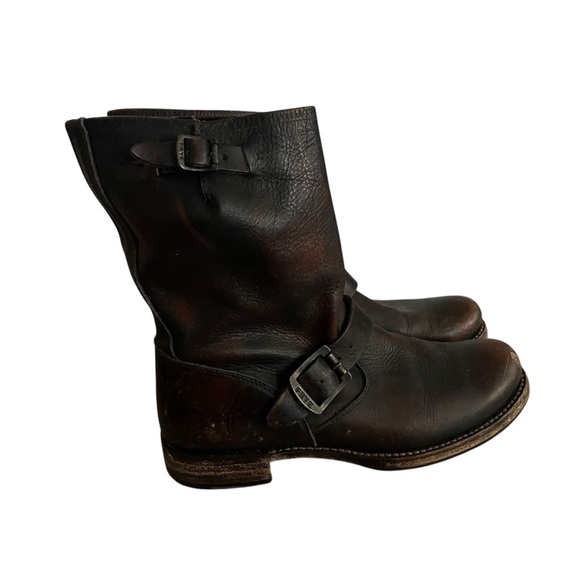 Frye Veronica Slouch Boots Boho Grunge Moto Buckle Leather Women Size 8 - Picture 3 of 9